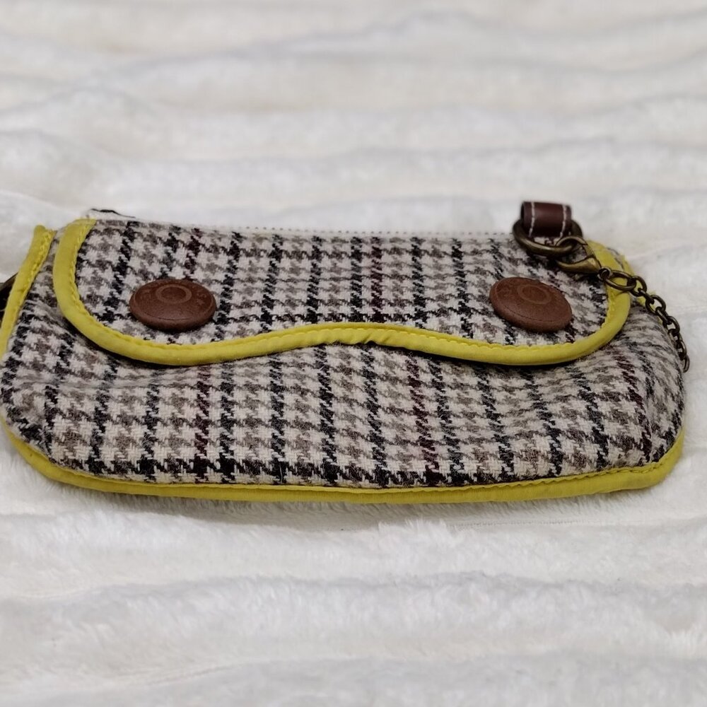 GAP Y2K Tweed Mini Shoulder Bag | Retro Houndstooth Yellow Trim Purse - Picture 11 of 12